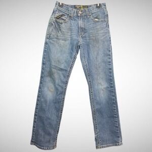 Ariat M5 Jeans Mens 29 X 34 Solid Blue Denim Straight Pants ripped Distressed